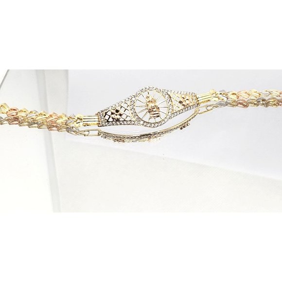 14k REAL GOLD women's Bracelets Guadalupe Circles or Rings pave - Picture 9 of 16